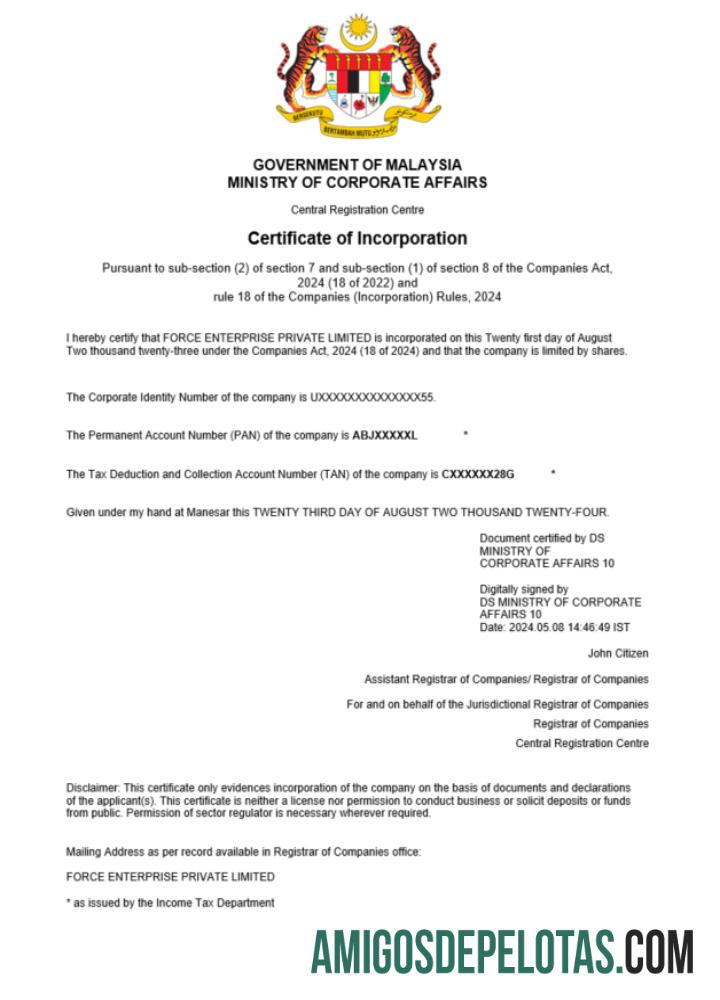 Profesional Malaysia bisnis pendaftaran sertifikat Word and PDF templat