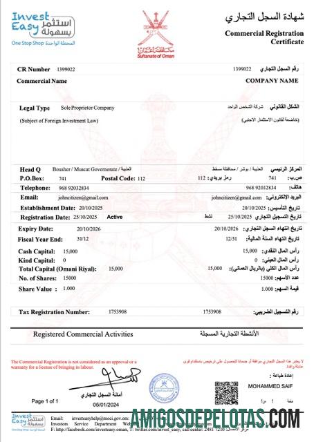 Dapat Diedit Oman pendaftaran sertifikat Word and PDF templat, versi 2