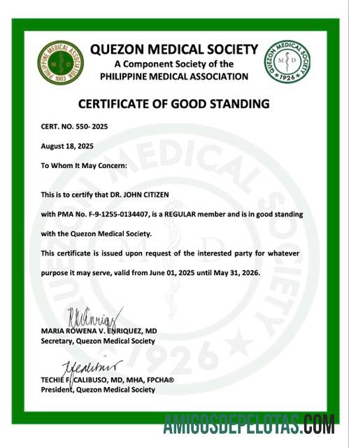 Dapat Diedit Filipina sertifikat of good standing Word and PDF templat, versi 5