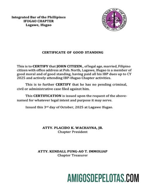 Realistis Filipina sertifikat of good standing Word and PDF templat, versi 7
