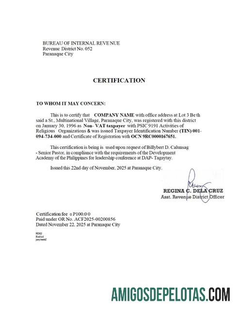 Dapat Diedit Filipina pajak Sertifikasi Word and PDF templat