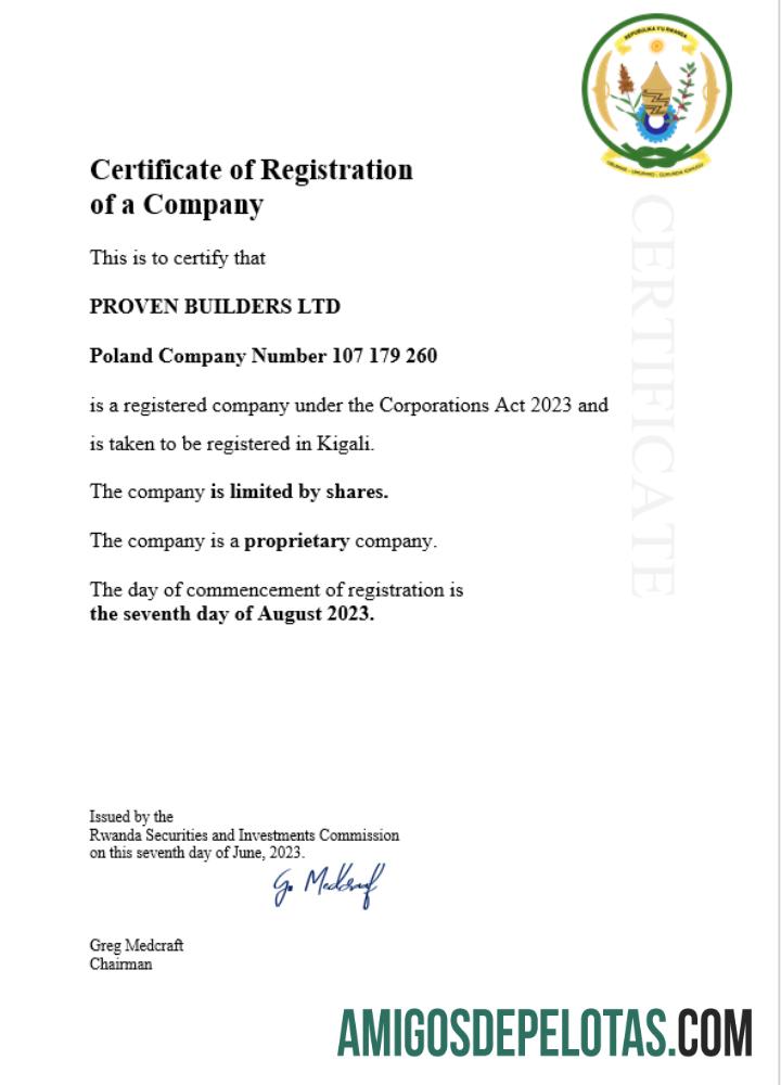 Profesional Rwanda bisnis pendaftaran sertifikat Word and PDF templat