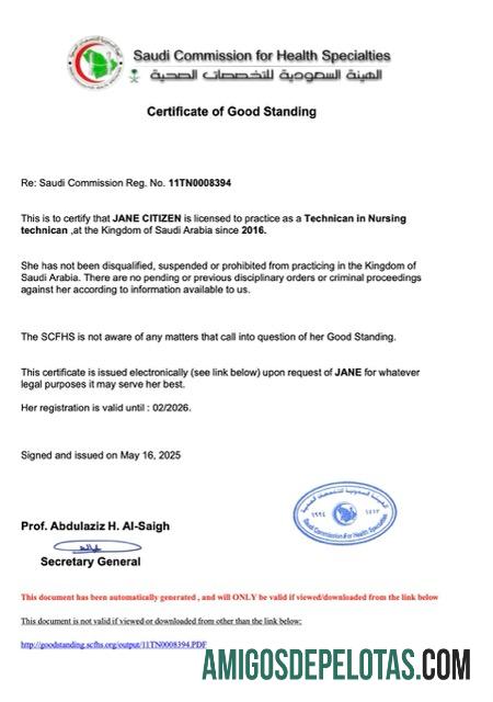 Dapat Diedit Arab Arab Saudi sertifikat of good standing Word and PDF templat, versi 2