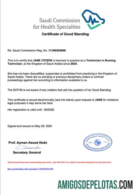 Profesional Arab Arab Saudi sertifikat of good standing Word and PDF templat