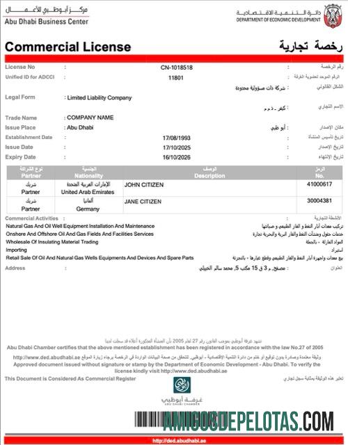 Premium UEA Abu Dhabi komersial lisensi Word and PDF templat