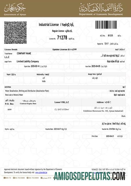 Premium UEA Ajman industrial lisensi Word and PDF templat