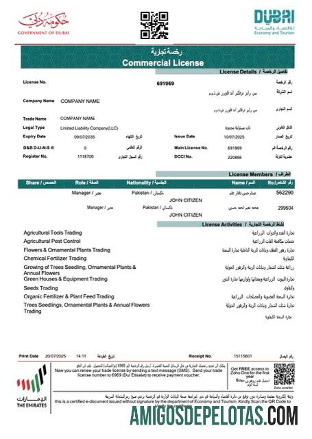 Realistis UEA Dubai komersial lisensi Word and PDF templat, versi 2