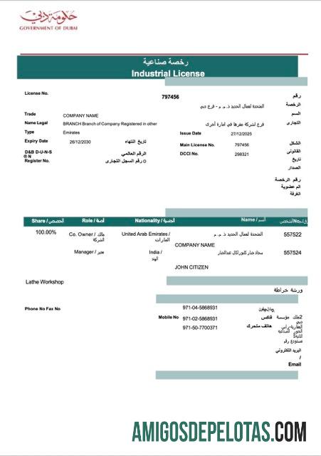 Profesional UEA Dubai industrial lisensi Word and PDF templat