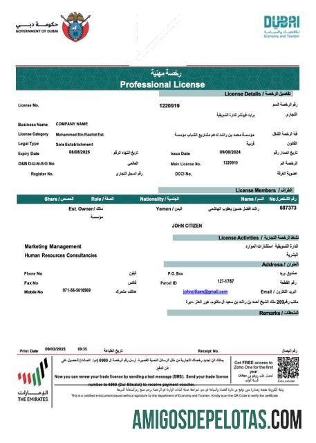 Realistis UEA Dubai Profesional lisensi of Perusahaan Word and PDF templat