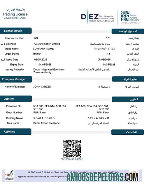 Premium UEA Dubai trading lisensi Word and PDF templat