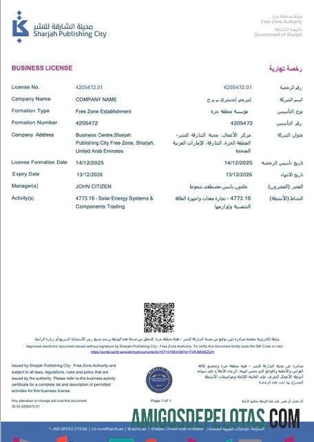 Dapat Diedit UEA Sharjah bisnis lisensi Word and PDF templat