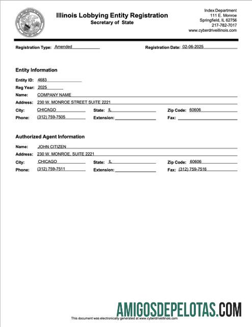 Profesional AS Illinois pendaftaran sertifikat Word and PDF templat
