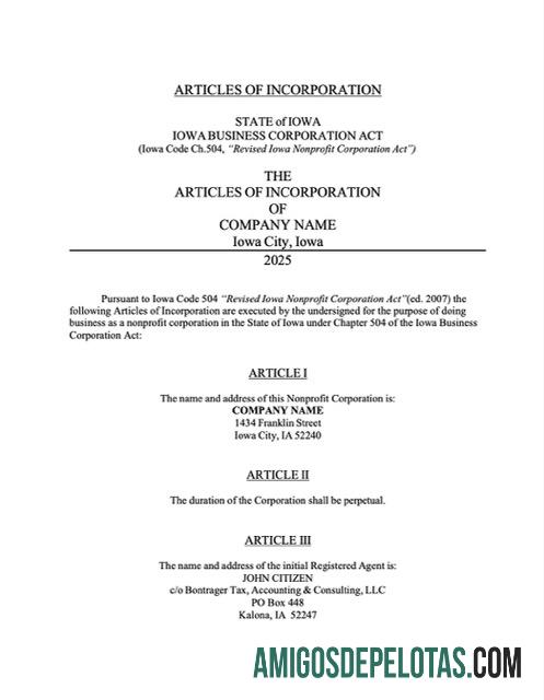 Dapat Diedit AS Iowa articles of incorporation Word and PDF templat