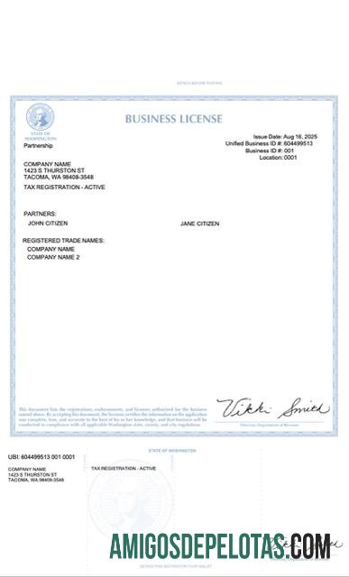Dapat Diedit AS Washington bisnis lisensi Word and PDF templat