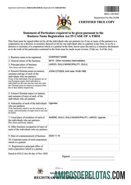 Dapat Diedit Uganda bisnis name pendaftaran sertifikat Word and PDF templat, versi 2