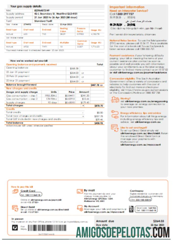 Alinta energy Gas Tagihan bisnis Tagihan, Halaman 2, SCR pratinjau
