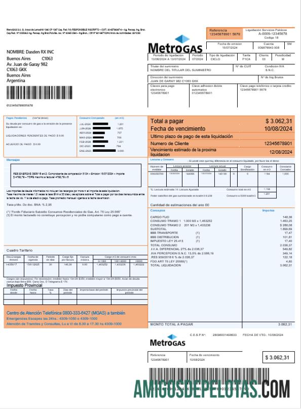 Premium Argentina Metrogas easy to fill bisnis Tagihan Tagihan templat in Word and PDF format