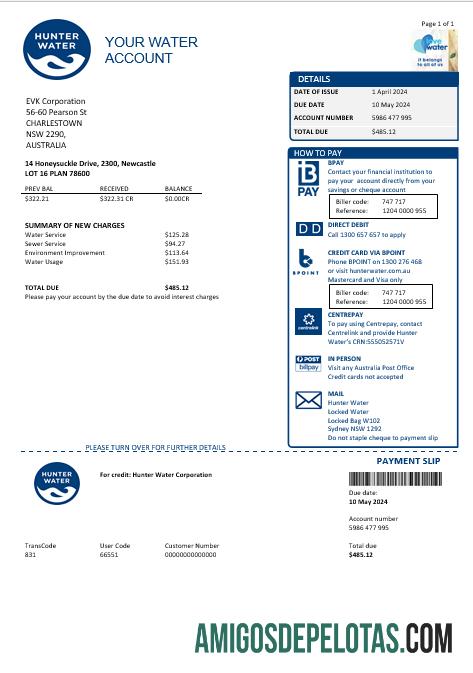 Premium Australia Hunter Air bisnis Tagihan Tagihan templat in Word and PDF format