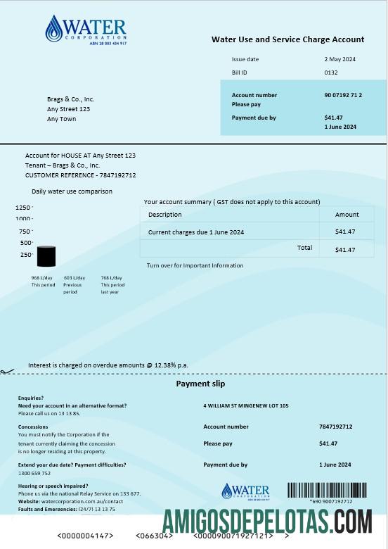 Australia Air Corporation WA bisnis Tagihan Tagihan Word and PDF. doc makering