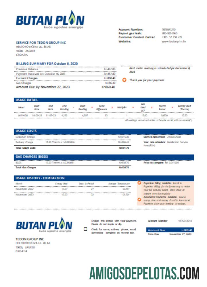 BUTAN PLIN d.o.o. Gas Tagihan bisnis Tagihan, SCR desain