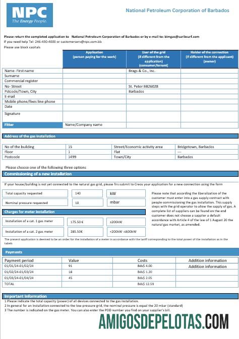 Realistis Barbados nasional Petroleum Corporation of Barbados Gas bisnis Tagihan Tagihan templat in Word and PDF format