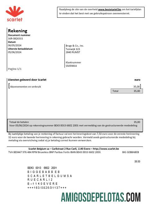 Dapat Diedit Belgia Scarlet bisnis Tagihan Tagihan templat in Word and PDF format
