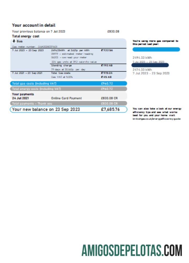 British Gas Energy Tagihan bisnis Tagihan SCR Halaman 2 templat