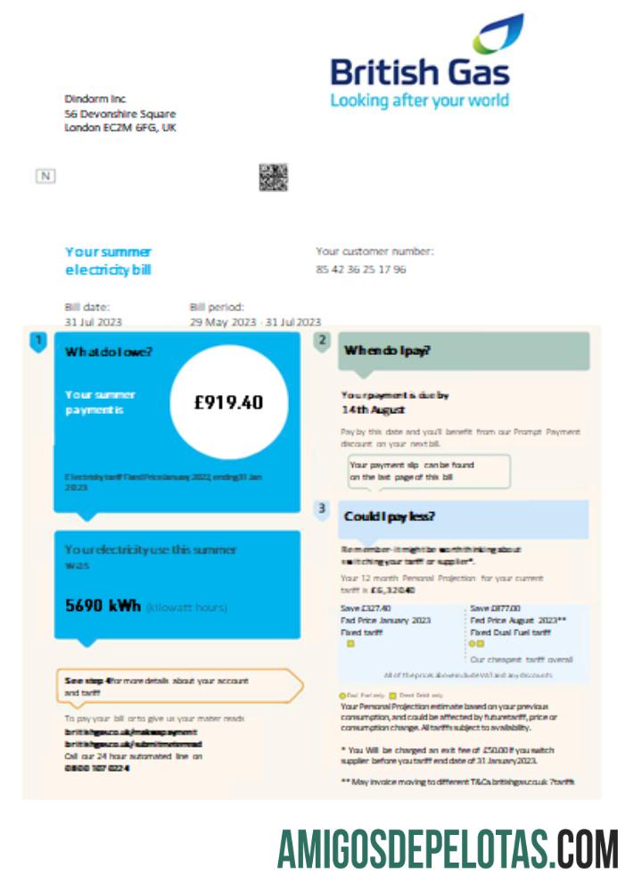British Gas Listrik Tagihan bisnis Tagihan SCR makering