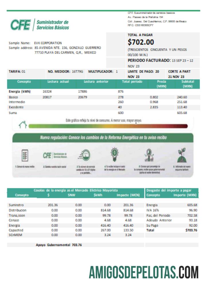 CFE Listrik Tagihan bisnis Tagihan, SCR pratinjau