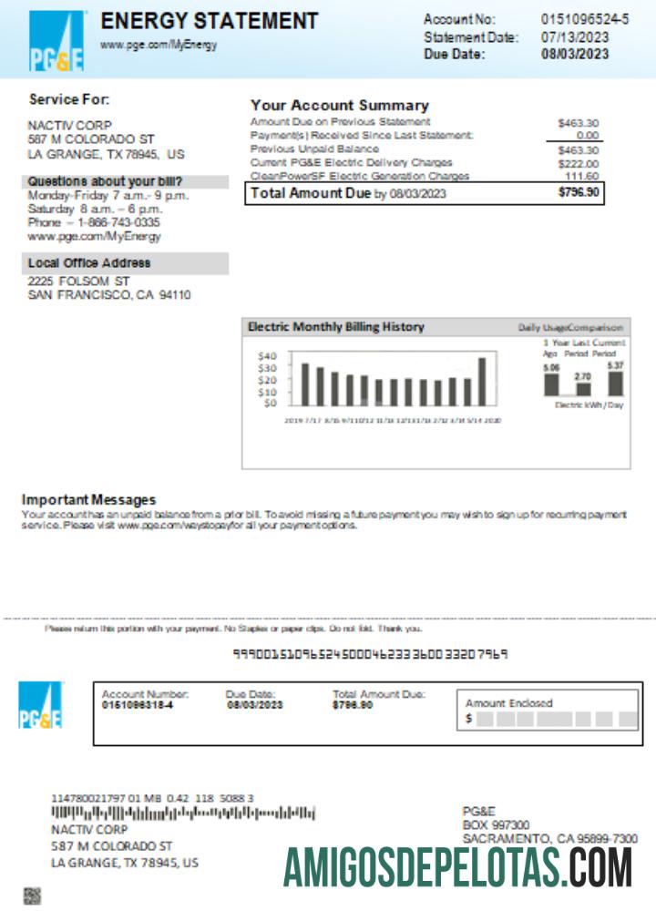 California PG&E Listrik Tagihan bisnis Tagihan, SCR makering
