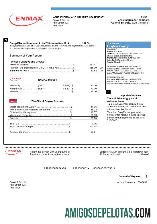Dapat Diedit Kanada Enmax bisnis Tagihan Tagihan Word and PDF templat