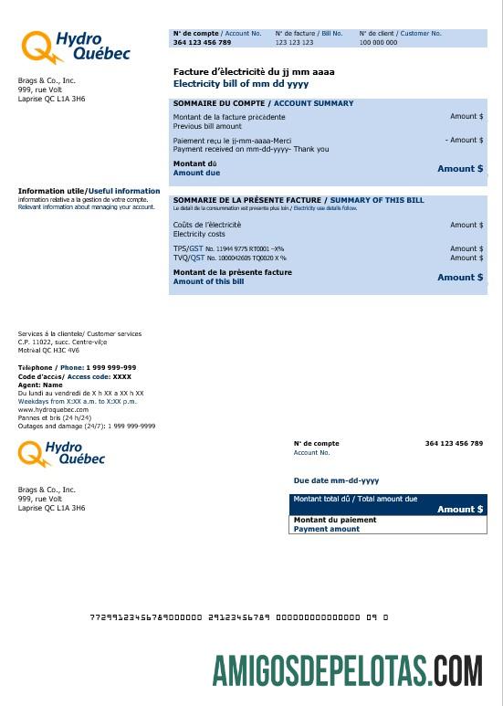 Profesional Kanada Hydro Quebec bisnis Tagihan Tagihan templat in Word and PDF format (2)