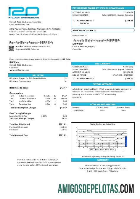 Premium Kolombia i2O Air bisnis Tagihan Tagihan templat in Word and PDF format