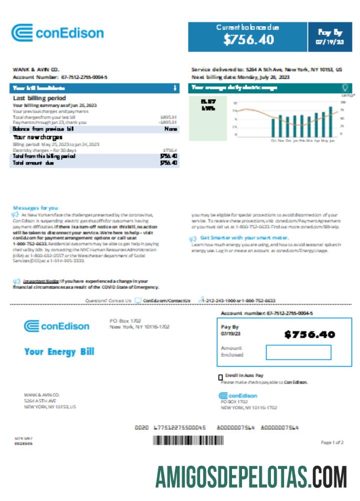 Con Edison Tagihan bisnis Tagihan, Halaman 1, SCR desain