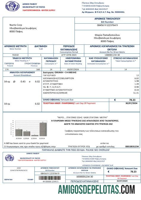 Dapat Diedit Siprus Air bisnis Tagihan Tagihan templat in Word and PDF format