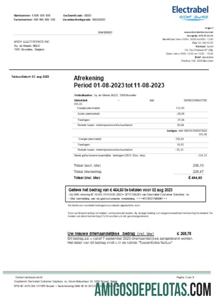 Electrabel SA Listrik Tagihan bisnis Tagihan, SCR pratinjau