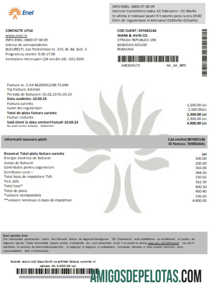 Enel Listrik proof of address Tagihan bisnis Tagihan SCR desain