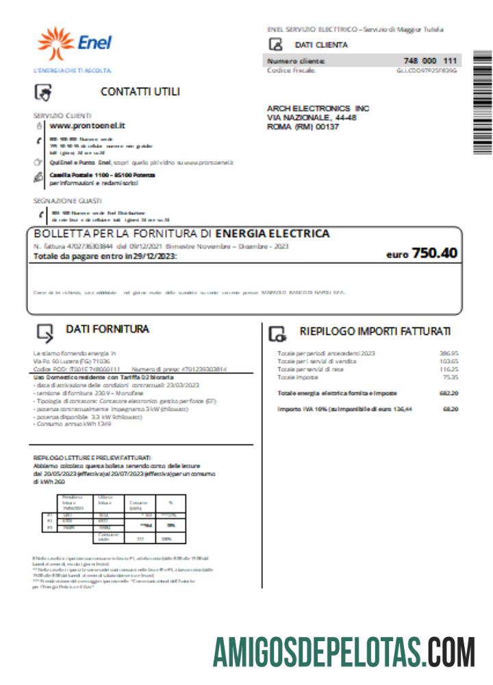 Enel Listrik Tagihan bisnis Tagihan, SCR pratinjau