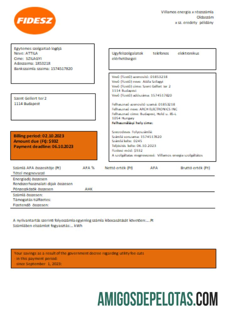 FIDESZ easy to fill Tagihan bisnis Tagihan, SCR sampel