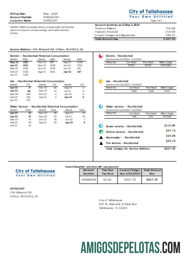 Florida City of Tallahassee Florida Your Own Utilities bisnis Tagihan, SCR desain