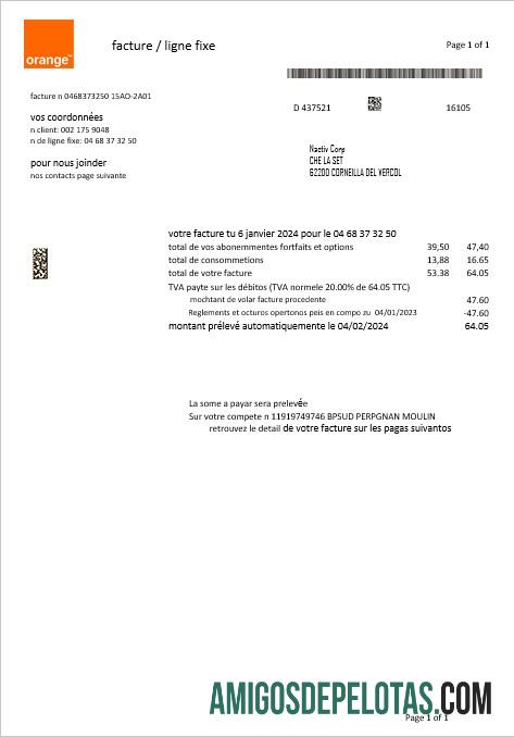 Realistis Prancis Orange bisnis Tagihan Tagihan templat in Word and PDF formats1