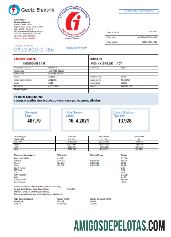 Gediz Elektrik Tagihan bisnis Tagihan, SCR makering