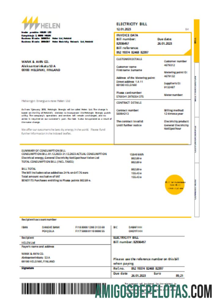 Helen Proof of address Tagihan bisnis Tagihan, SCR pratinjau