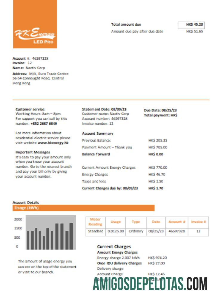Hong Kong Energy Ltd Tagihan bisnis Tagihan, SCR desain