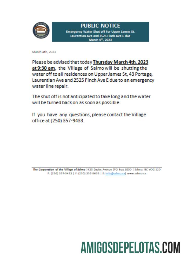Hub of the Salmo Kootenays Tagihan shut off notice bisnis Tagihan, SCR pratinjau