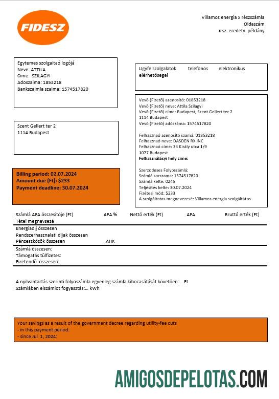 Dapat Diedit Hungaria FIDESZ easy to fill bisnis Tagihan Tagihan templat in Word and PDF format
