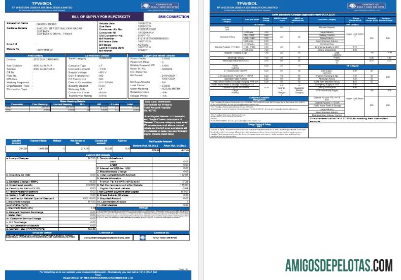 Dapat Diedit India TPWODL bisnis Tagihan Tagihan Word and PDF templat