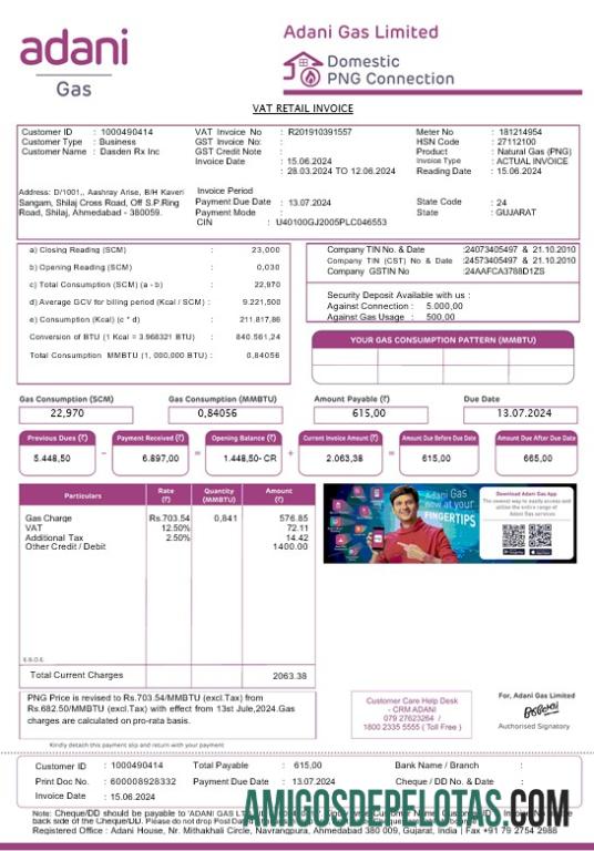 Berkualitas India Adani bisnis Tagihan Tagihan templat in Word and PDF format