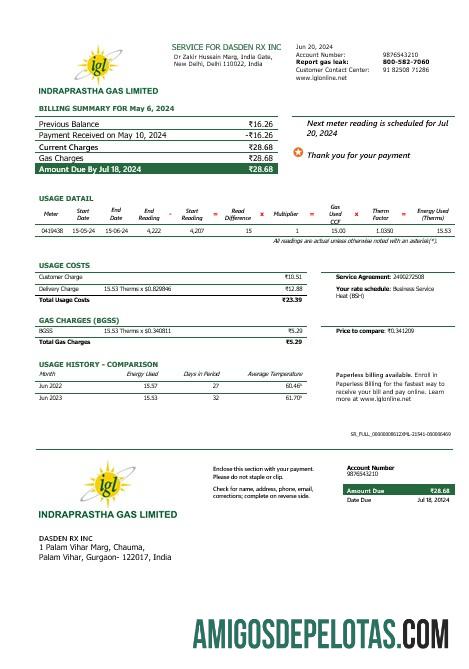 Dapat Diedit India Indraprastha Gas bisnis Tagihan Tagihan templat in Word and PDF format