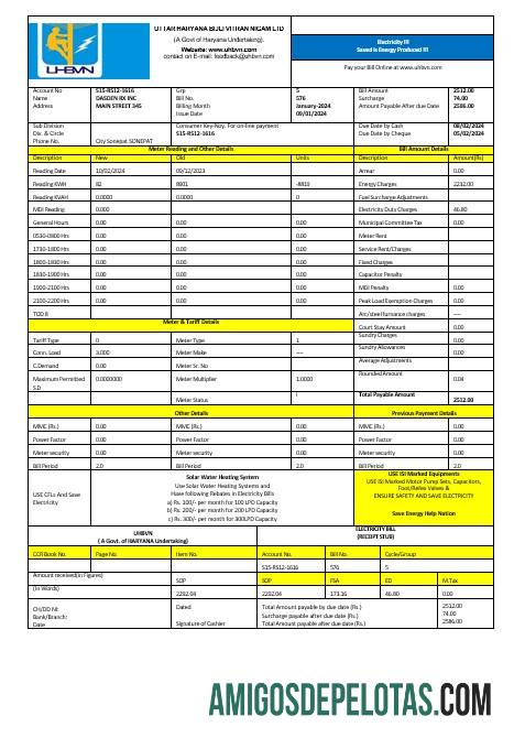 India Uttarakhand power corporation Listrik bisnis Tagihan Tagihan Word and PDF format pratinjau